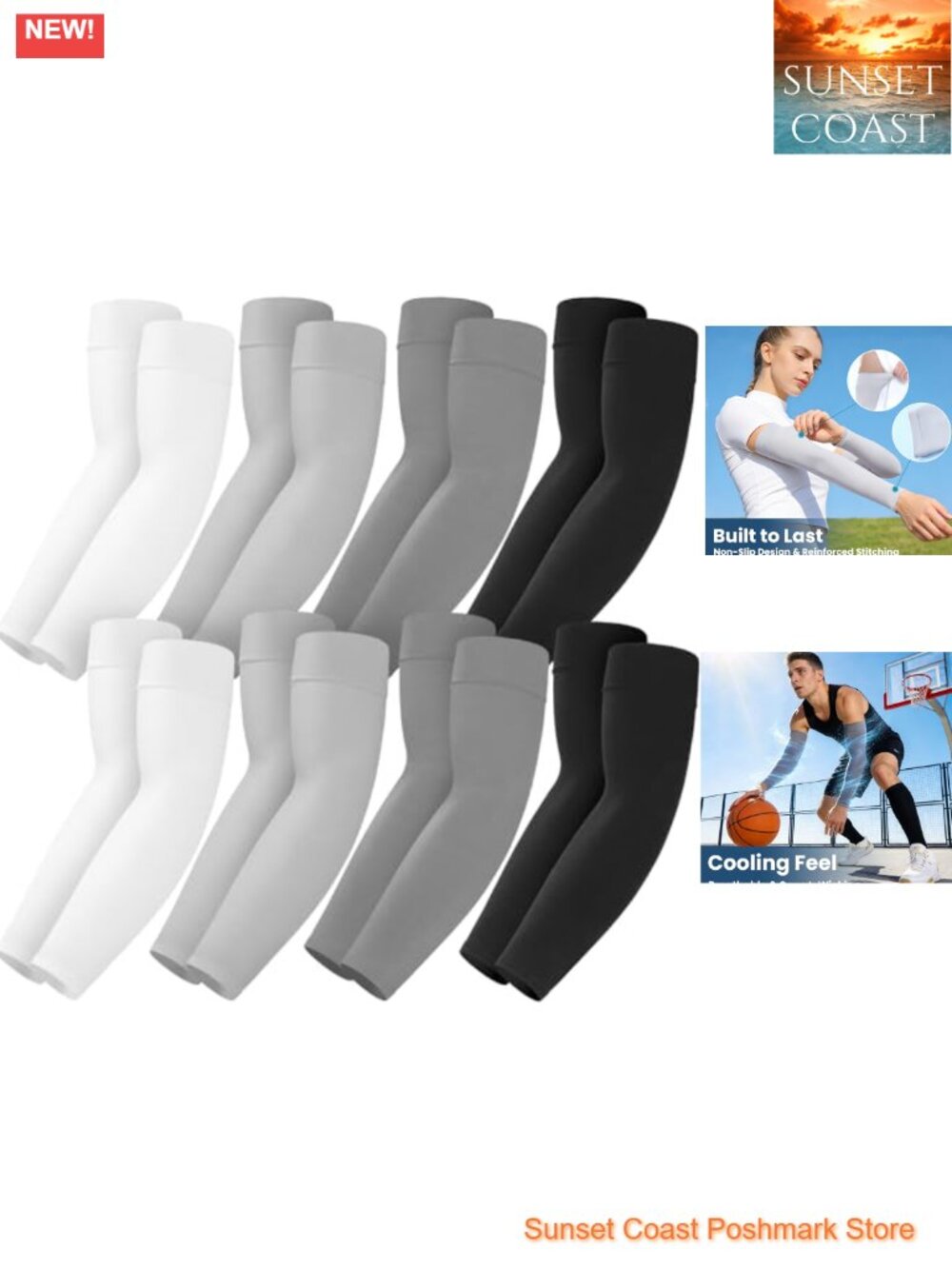 UV Protection Arm Sleeves 8 Pair Cooling Compression Sleeves for Sports